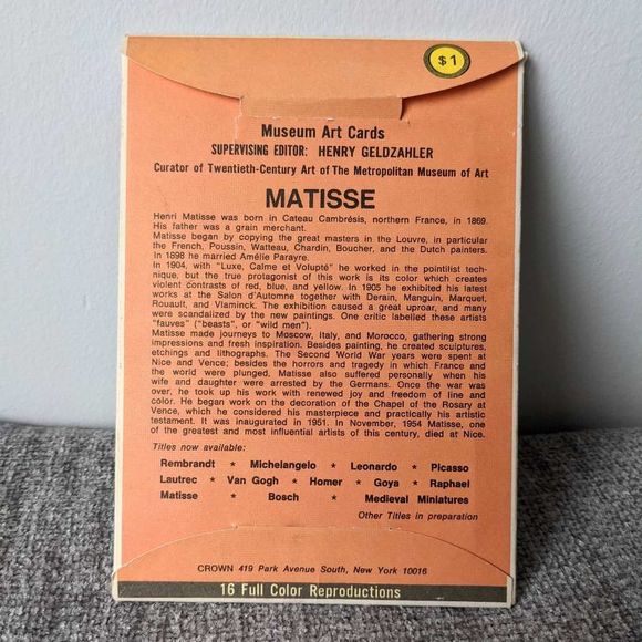 Metropolitan Museum of Art Art Vintage 973 Matisse 16 Museum Art